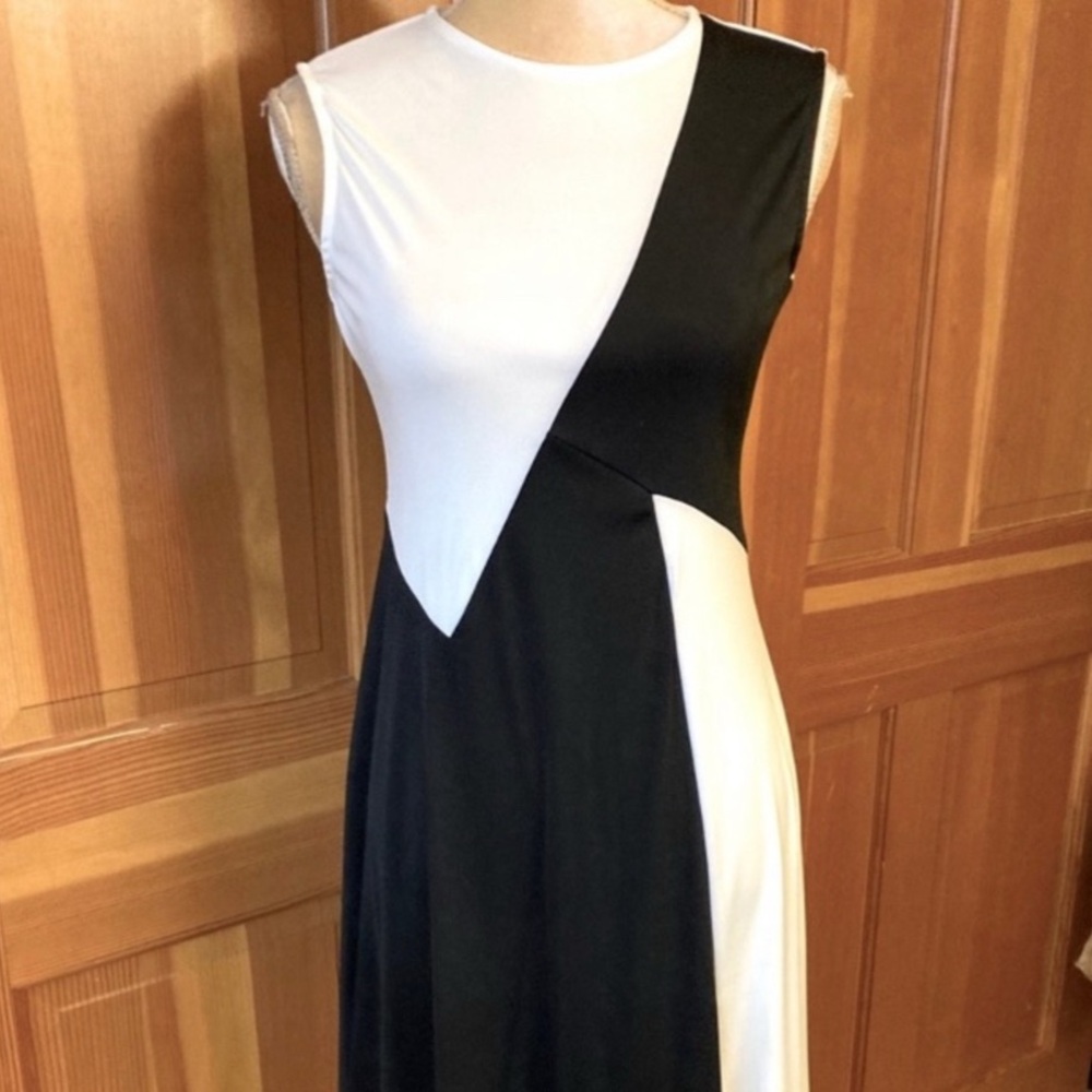 New w/o tags Lavishly Paris Women’s Designer B/W Maxi Dress. Size Small